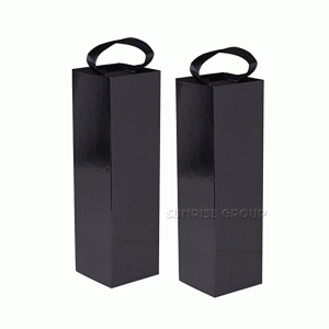 สี่เหลี่ยมผืนผ้าที่กำหนดเองกล่องบรรจุภัณฑ์ไวน์พับได้พร้อมที่จับ