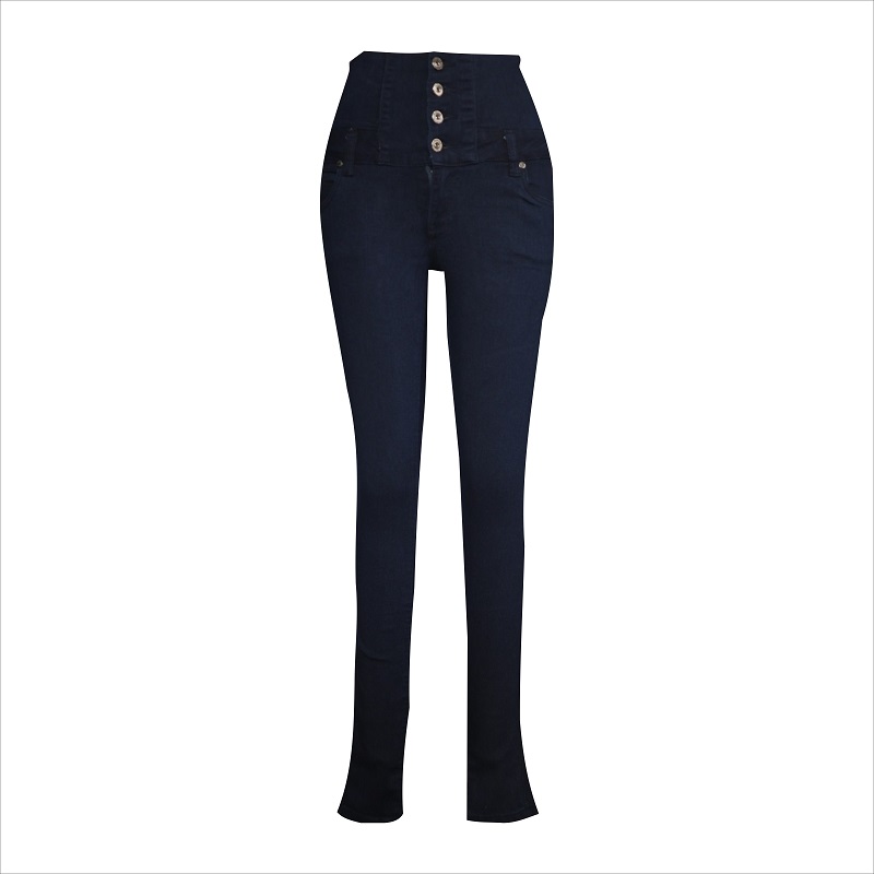 แฟชั่นสี่ปุ่มเอวสูงเอว skinny jeant WS1003