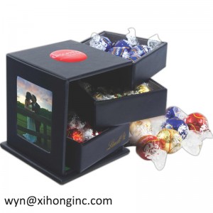 กล่องกระดาษแข็งช็อคโกแลตพิมพ์รูปหัวใจหรูหราแบบใหม่