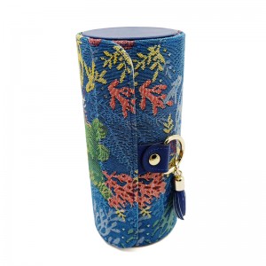 กล่องของขวัญหลอดกระดาษทรงกลมสองชั้นหรูหราพร้อมปุ่มโลหะ