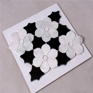 HSC62 ห้องน้ำกระเบื้องสีดำและสีขาวที่สวยงามพร้อมดอกไม้หินอ่อนกระเบื้องโมเสกพื้นและกระเบื้องผนัง