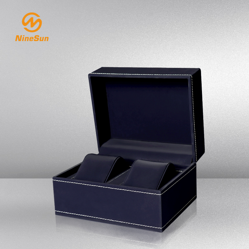 กล่องบรรจุนาฬิกาแบบคลาสสิกสีฟ้าพร้อมหมอนสองใบ Custom -WT-180004