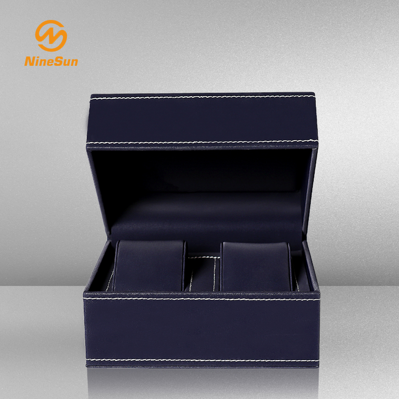 กล่องบรรจุนาฬิกาแบบคลาสสิกสีฟ้าพร้อมหมอนสองใบ Custom -WT-180004
