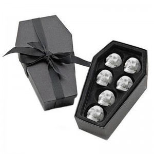 แพคเกจกระดาษแข็งวันฮาโลวีนพิมพ์แบบกำหนดเองกล่องของขวัญรูปโลงศพ