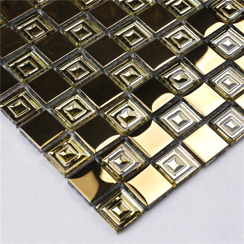 HDT10 Midle East Style Golden Metal มองกระเบื้องแก้วสี่เหลี่ยมโมเสก