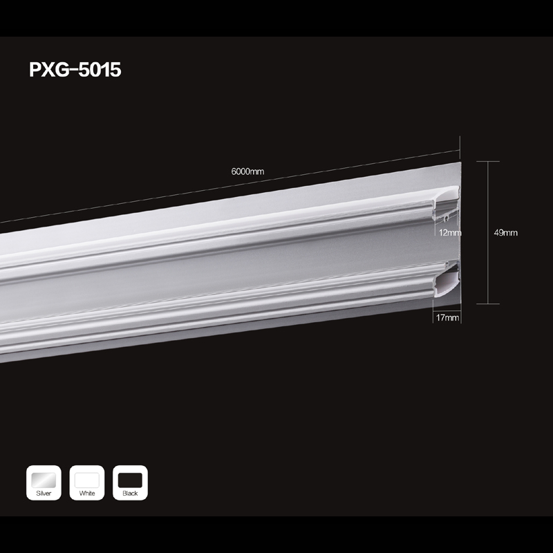 แสงส่องทางด้านพีซีสแควร์ทั้งสองด้านครอบคลุมกับโปรไฟล์อลูมิเนียมเส้นแสง LED เชิงเส้น