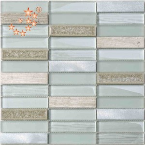 ผลิตภัณฑ์ใหม่หยักแก้วกระเบื้องฟองแก้วกระเบื้องแมตต์แก้วผสมโลหะกระเบื้องโมเสคเซรามิกสำหรับห้องครัวสาดกลับหักกระเบื้องแก...