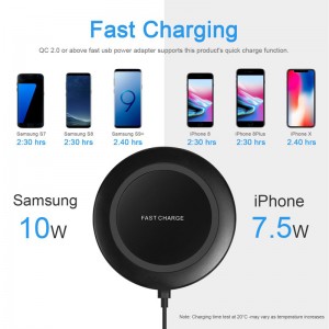 KPS-9502HCHot ขาย 7.5W กระจกรอบมินิ QI เครื่องชาร์จไร้สายสำหรับโทรศัพท์