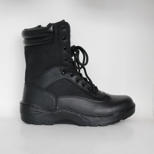 ข้อเท้าสูง PU ดำเคลือบหนังกองทัพบกยุทธวิธีบู๊ท