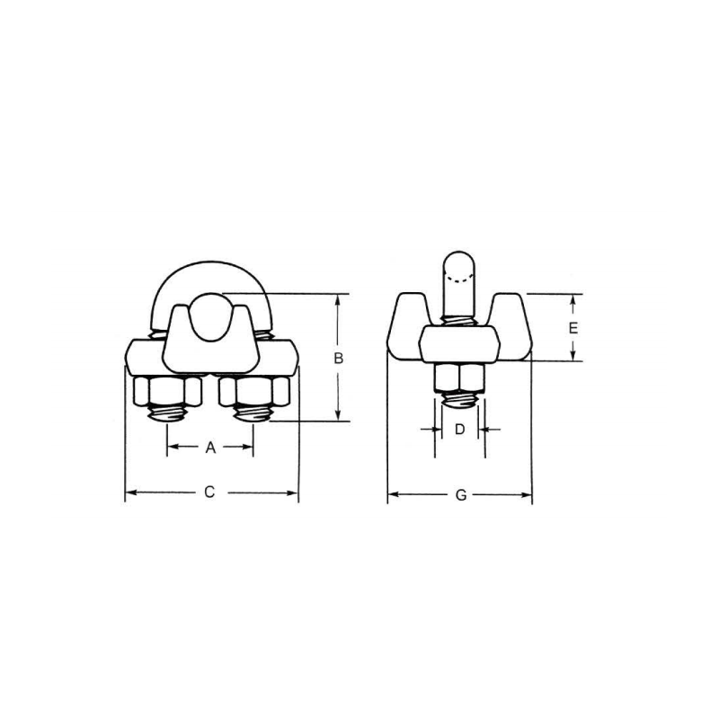 สหรัฐอเมริกาประเภท G-450 Drop Forged Wire Rope Clip Hot Dip Galv