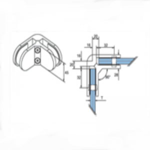 ตัวหนีบกระจกตรงกลาง 90 องศาสแตนเลส