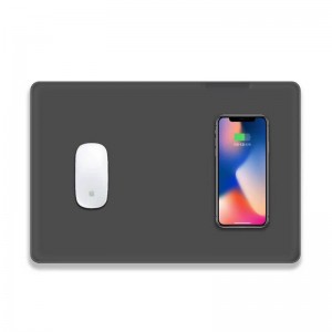 KPS-HBQ22 2in1 กำหนดเอง QI 5W คุณภาพสูงหนังแผ่นรองเมาส์บางชาร์จไร้สาย