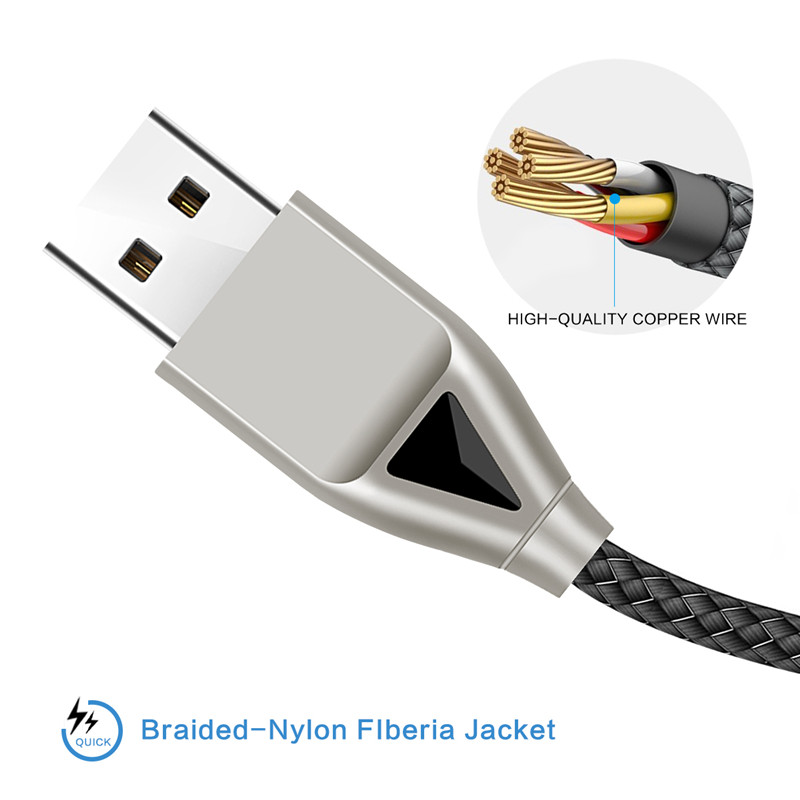KPS-8449CB สาย USB ไนล่อน - เพชรชนิด -c / โคมไฟ / ไมโคร