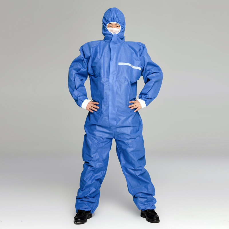 Type 5/6 SMS Coverall SMS Polypropylene Coveralls สีขาวที่ใช้แล้วทิ้ง