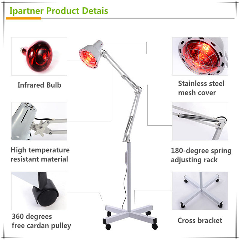 Ipartner โคมไฟตั้งพื้นอินฟราเรดความร้อนสุขภาพบรรเทาอาการปวดบำบัด 275W ร้านเสริมสวยใช้ในบ้าน