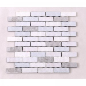 การออกแบบที่ทันสมัยแถบสีเทาแก้วผสมหินอ่อนและหินโมเสกตกแต่งผนังกระเบื้องสาดกลับ