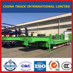 Green 3 axles Excavator Transport Gooseneck Lowboy Low Bed Lowbed Semi Trailer