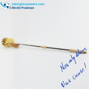 Akbrand โถชักโครกแปรงท่อสแตนเลสสตีลยืดหยุ่นพร้อมแปรงทำความสะอาดอเนกประสงค์ขนาดเล็ก