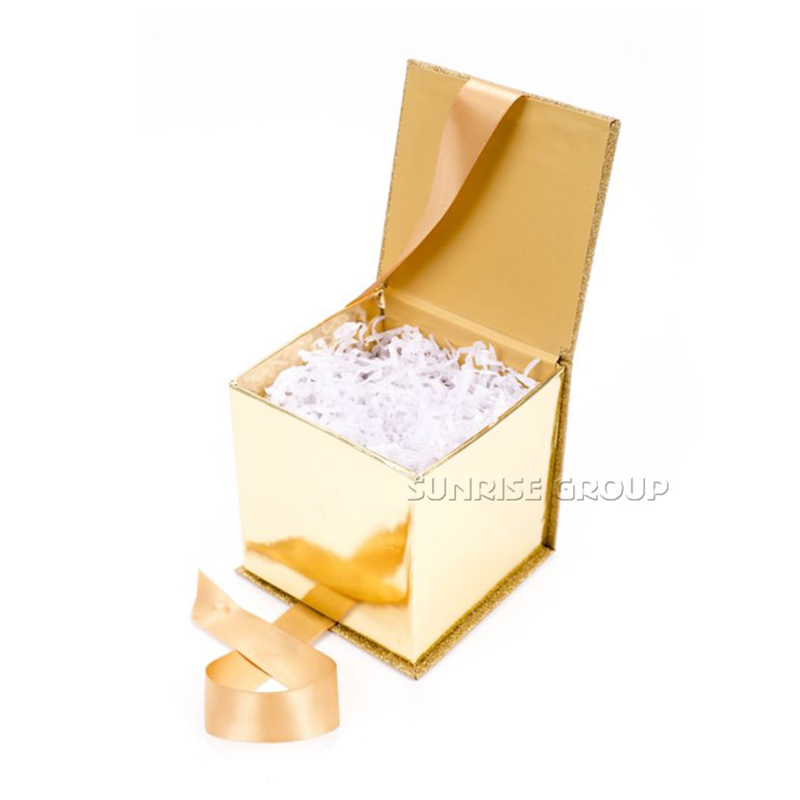กล่องของขวัญบรรจุภัณฑ์กระดาษทองคำ Bling Bling คุณภาพสูงสำหรับถ้วยแก้ว