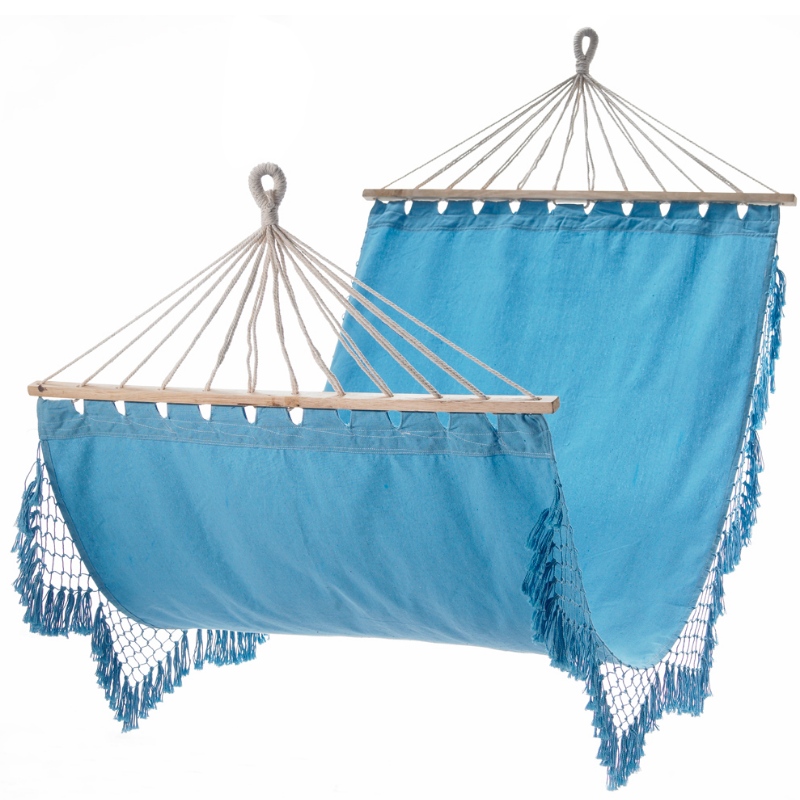 ในร่มใช้กลางแจ้งเปลญวน Macrame-100% แฮนด์เมดแบบพกพาผ้าฝ้ายเปลญวนกับบาร์ไม้