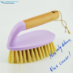 Akbrand ด้ามไม้ไผ่ขัดทำความสะอาดแปรงรองเท้าแปรงแปรงเสื้อผ้า