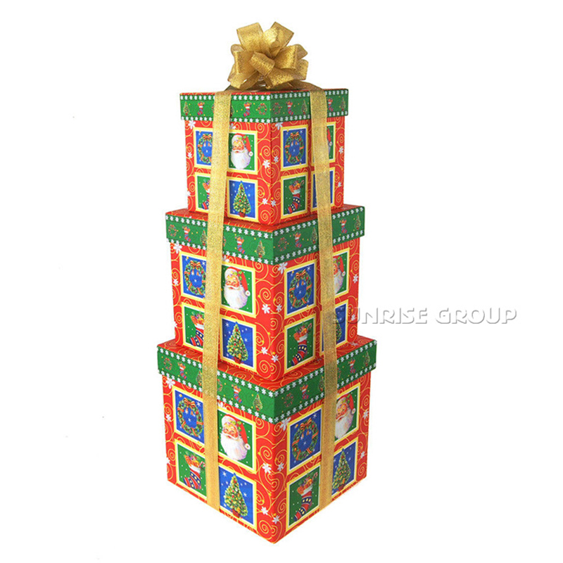 การออกแบบที่กำหนดเองคริสต์มาสปัจจุบันกล่องบรรจุภัณฑ์ของขวัญวันเกิดกล่องบรรจุเค้กกล่องกระดาษ
