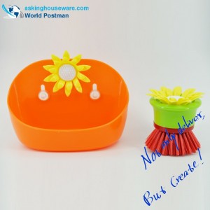 แปรงทำความสะอาดห้องครัว Akbrand และกล่องเก็บของพร้อมชุดดูดด้านข้าง