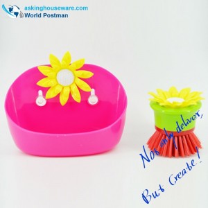 แปรงทำความสะอาดห้องครัว Akbrand และกล่องเก็บของพร้อมชุดดูดด้านข้าง