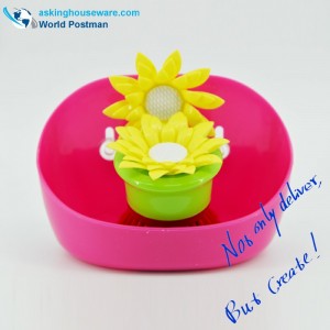 แปรงทำความสะอาดห้องครัว Akbrand และกล่องเก็บของพร้อมชุดดูดด้านข้าง