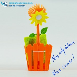 แปรงทำความสะอาดห้องครัวและถังเก็บของ Akbrand พร้อมชุดดูดและฟองน้ำขัดถู