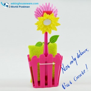 แปรงทำความสะอาดห้องครัวและถังเก็บของ Akbrand พร้อมชุดดูดและฟองน้ำขัดถู