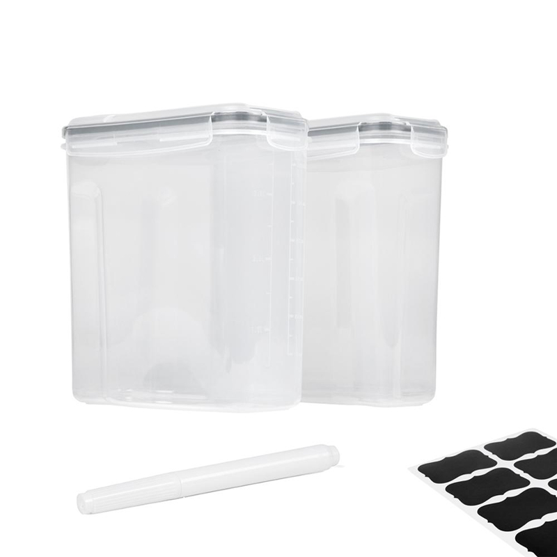 2 ชิ้น 4 ล็อคด้านข้าง Airtight แห้งซีเรียลภาชนะที่เก็บรักษาอาหารชุด