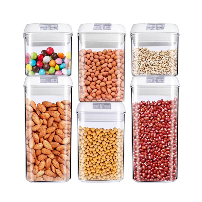 6 ชิ้น BPA ฟรีพลาสติกสุญญากาศอาหารธัญพืชชุดภาชนะที่เก็บ