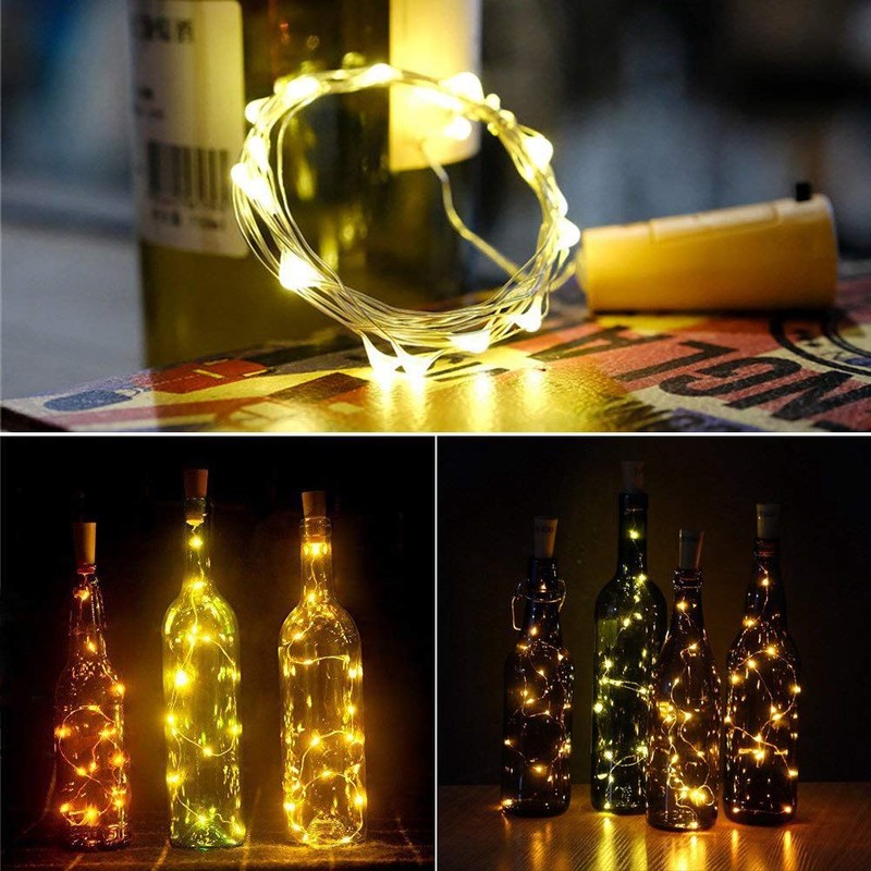 ขายร้อนจุกไฟสำหรับขวดไวน์, ขวดไวน์ไฟ 6.5ft 20 LED จุกไม้ก๊อกไวน์ไฟสำหรับขวดก่ออิฐแก้วยุติธรรม