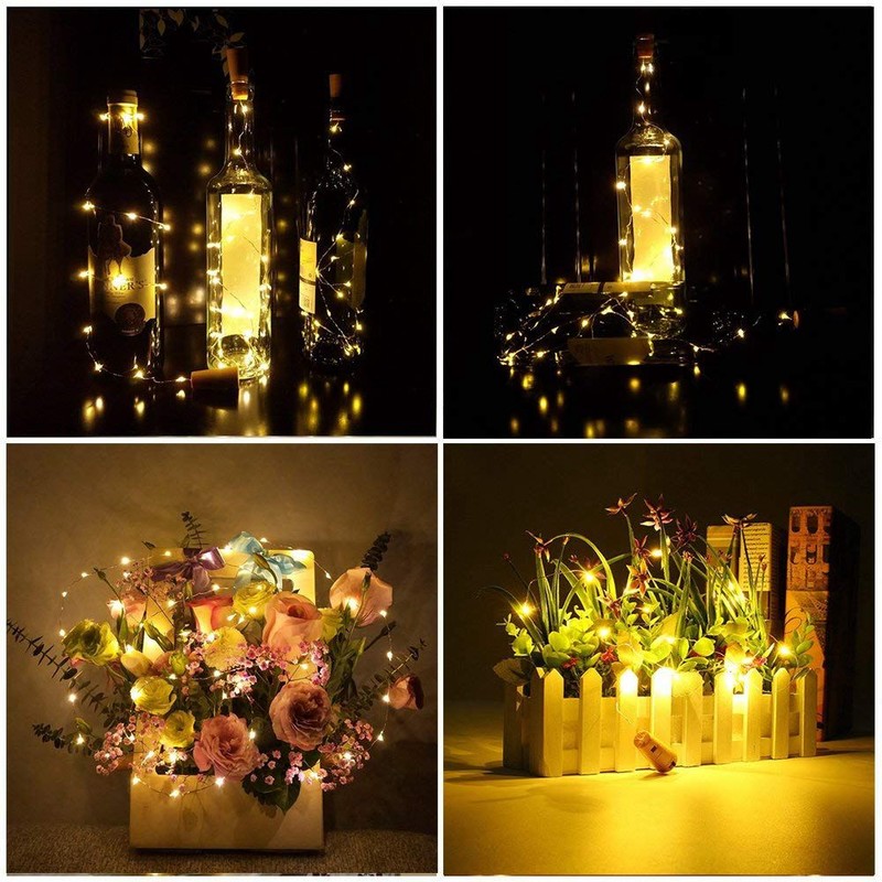 ขายร้อนจุกไฟสำหรับขวดไวน์, ขวดไวน์ไฟ 6.5ft 20 LED จุกไม้ก๊อกไวน์ไฟสำหรับขวดก่ออิฐแก้วยุติธรรม