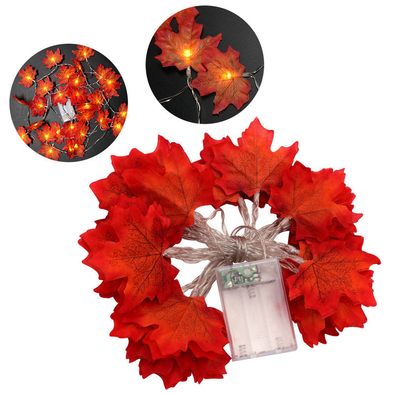 3M การขอบใจการเก็บเกี่ยวต้นเมเปิลใบไม้ Lighted Fall Garland 30 ไฟ LED เชือก