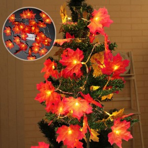 3M การขอบใจการเก็บเกี่ยวต้นเมเปิลใบไม้ Lighted Fall Garland 30 ไฟ LED เชือก
