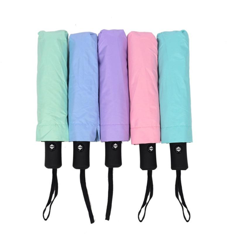 ขนาดร่มเคลือบเดินทางสีดำปิดอัตโนมัติและปิดอัตโนมัติด้านนอกรายการ 3 ร่มพับได้