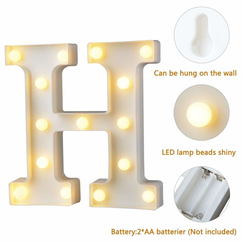 ไฟอักษรพลาสติก LED Light Up พลาสติกสีขาวตัวอักษรยืนแขวน A-M u0026
