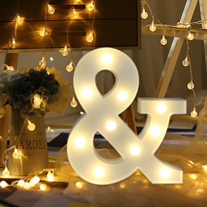 ไฟอักษรพลาสติก LED Light Up พลาสติกสีขาวตัวอักษรยืนแขวน A-M \u0026