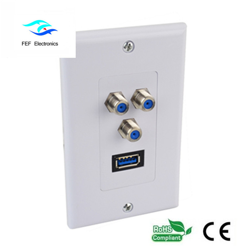 Wall Plate USB3.0 AM + 3F แผ่นผนังหน้า 115 * 70 มม. รหัสสินค้า: FEF-M-026