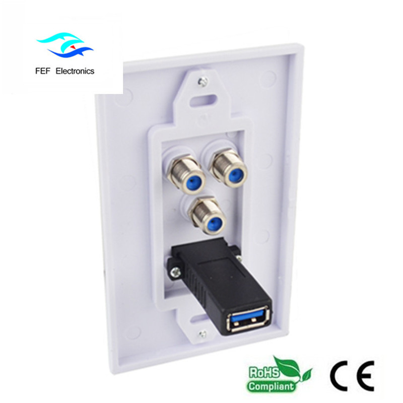 Wall Plate USB3.0 AM + 3F แผ่นผนังหน้า 115 * 70 มม. รหัสสินค้า: FEF-M-026