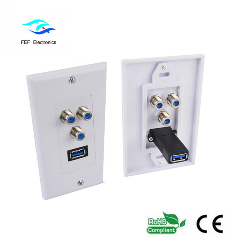 Wall Plate USB3.0 AM + 3F แผ่นผนังหน้า 115 * 70 มม. รหัสสินค้า: FEF-M-026