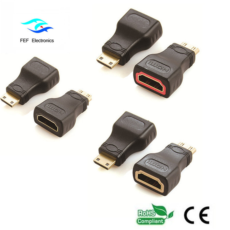 ตัวต่อ HDMI หญิงเป็นมินิ HDMI ตัวผู้ตัวต่อชุบทอง / นิกเกิลรหัสสินค้า: FEF-H-022