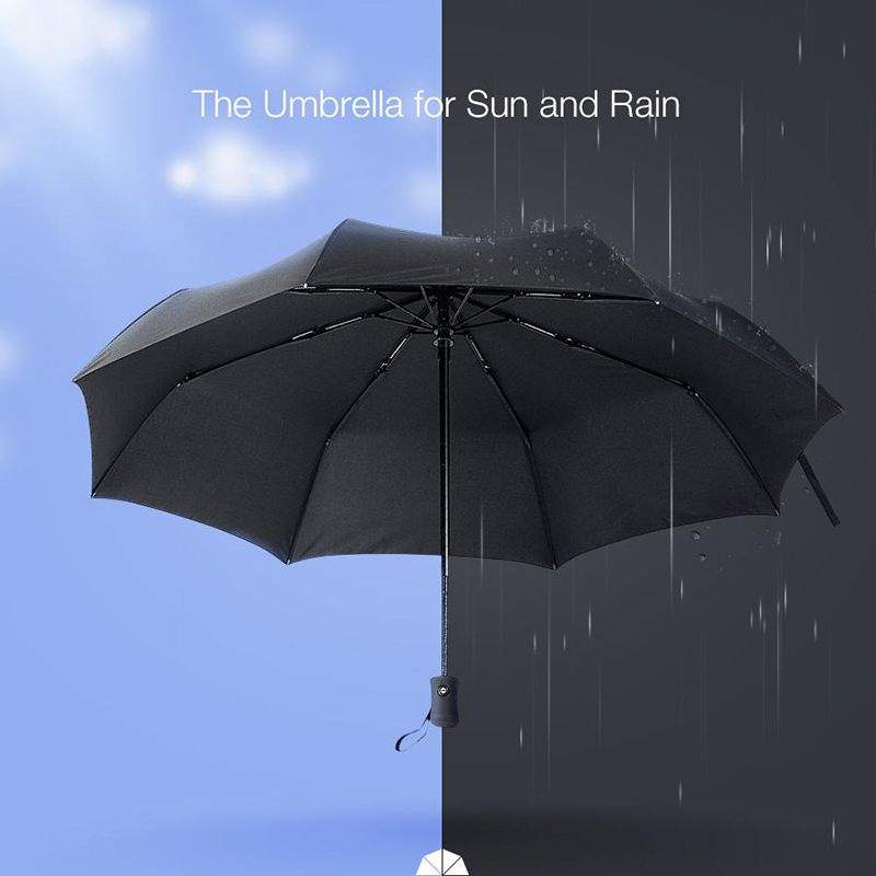 windproof สองชั้นพิมพ์แบบกำหนดเอง 3 พับอัตโนมัติเปิดสองชั้นฝนและดวงอาทิตย์ร่ม