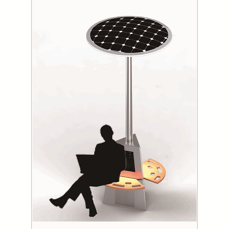 Bench Solar Powered Bench พร้อมไฟ LED และที่ชาร์จ USB สำหรับโทรศัพท์