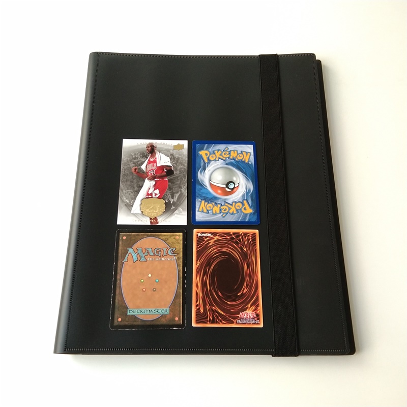 9-Pocket โพลีแบล็คการ์ดรวมอัลบั้ม Binder สำหรับ MTG / YGO / การ์ดกีฬา
