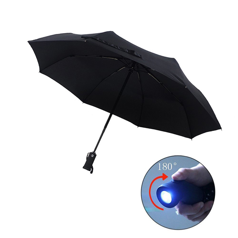 ขายส่งไฟฉายอัตโนมัติจับ 3 พับร่มพร้อมไฟ LED