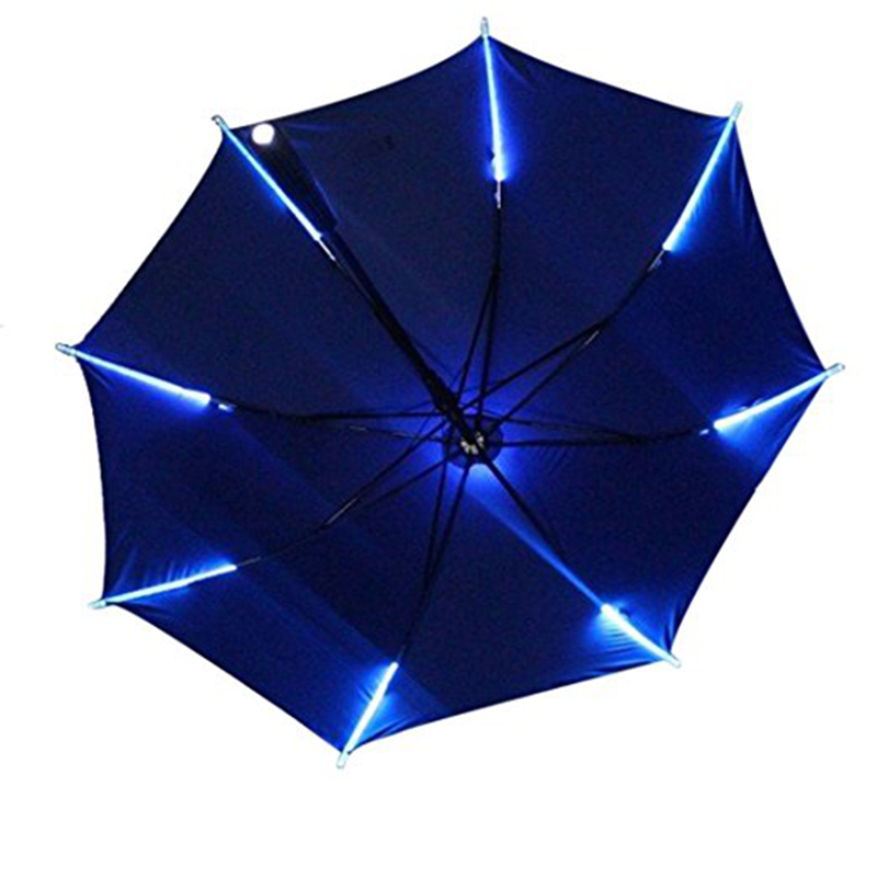ซี่โครงร่มและซี่ LED แบบตรงพร้อมร่มด้ามพลาสติก