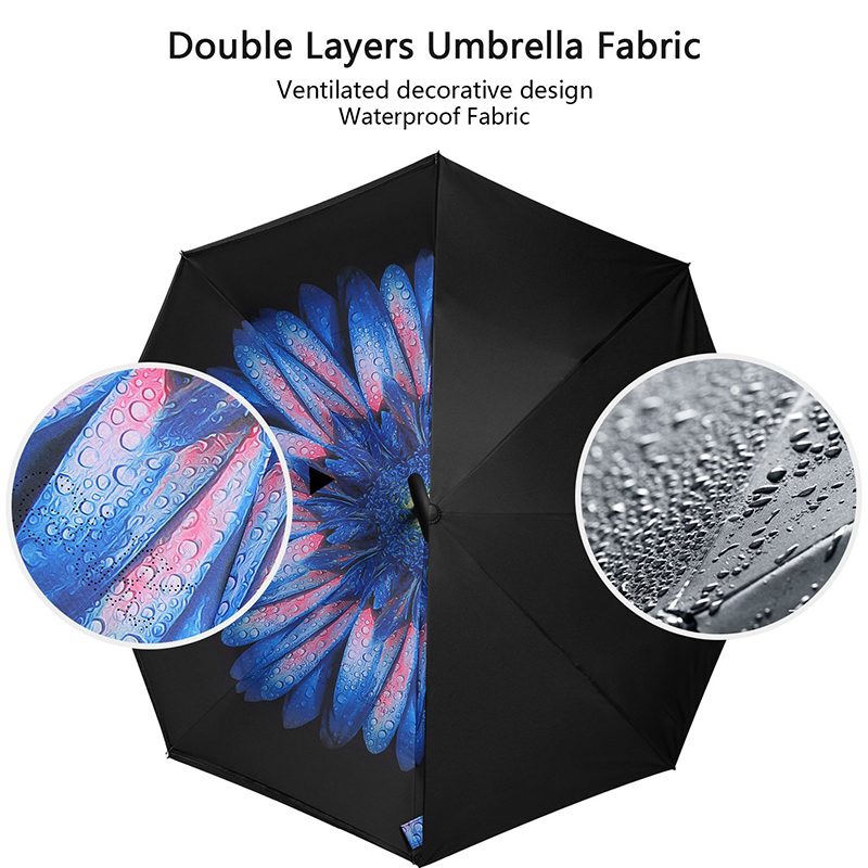 ฝนร่ม windproof กับการออกแบบการพิมพ์ดอกไม้ย้อนกลับ striaght ร่ม